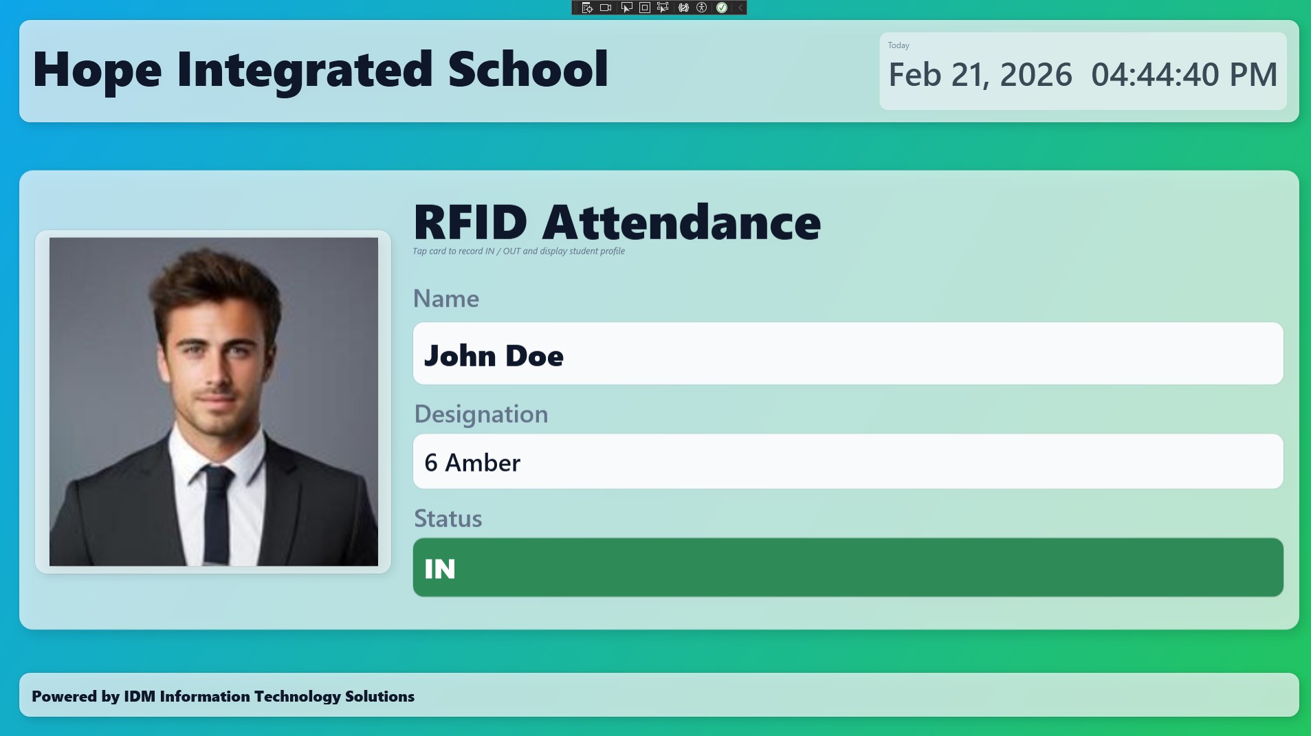 Tap in and tap out screen